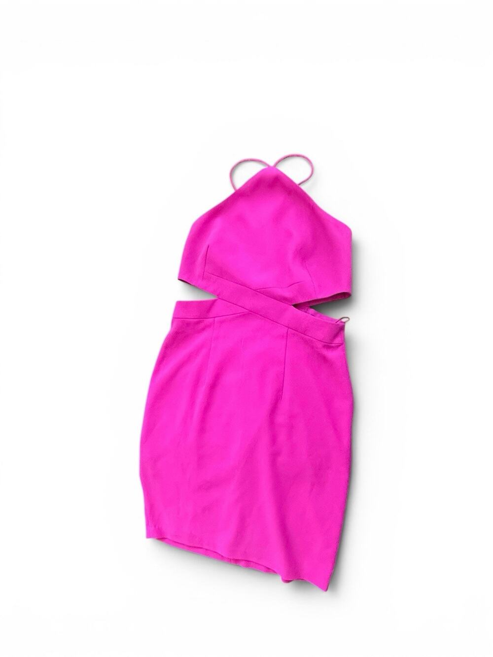 Aidan Mattox Fuchsia Cutout Cocktail Dress Size 8 Halter Sheath Party Dress